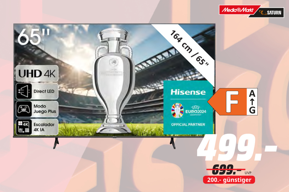 65-Zoll Hisense-Fernseher für 499 statt 699 Euro.