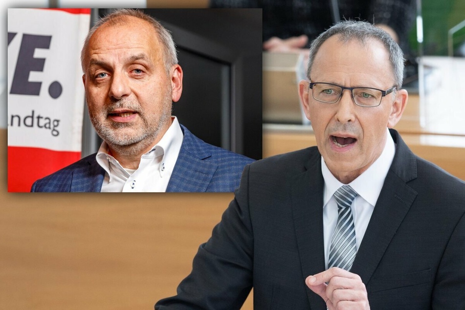 AfD-Fraktions-Chef Jörg Urban (57, r.) will gegen die Landesregierung klagen, der Linken-Fraktionsvorsitzende Rico Gebhardt (58, l.) bemängelt, dass die neue Verordnung ohne Beteiligung des Parlaments entstanden sei.