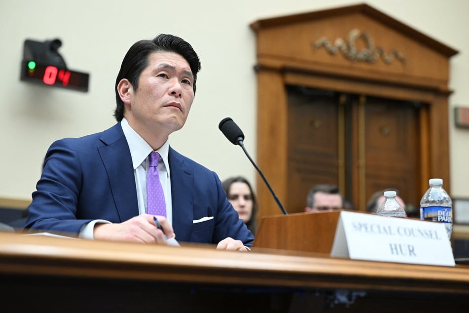 Special Counsel Robert Hur listens as he testifies before a House Judiciary Committee hearing on his probe into US President Joe Biden's alleged mishandling of classified materials in Washington, DC, on March 12, 2024.