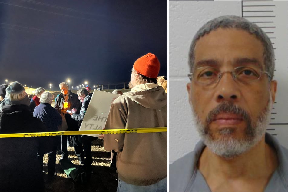 Advocates against the death penalty rally in support of Leonard "Raheem" Taylor (r.) ahead of his execution in Bonne Terre, Missouri.