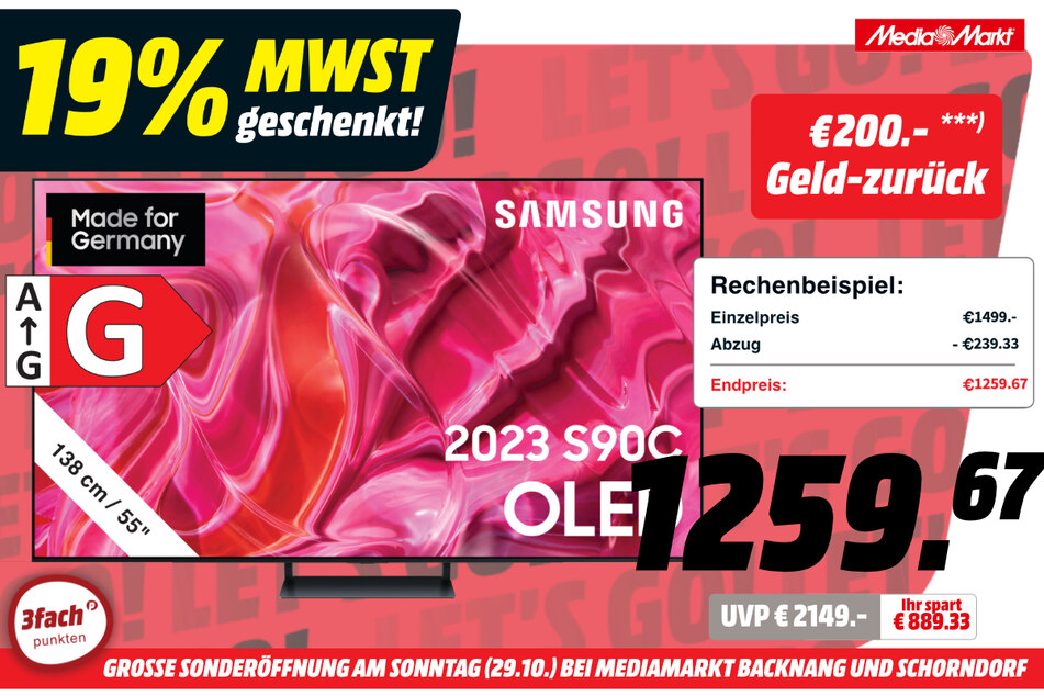 55-Zoll Samsung-Fernseher für 1.259,67 Euro.