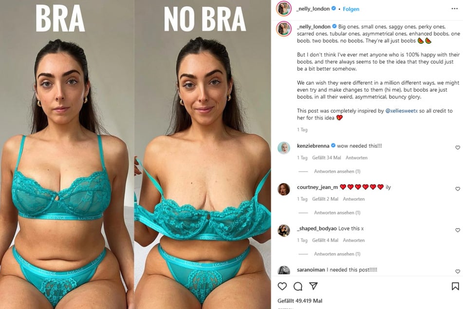 Auf Instagram wirbt Nelly London für Body Positivity. Bei ihren Fans kommt das sehr gut an.