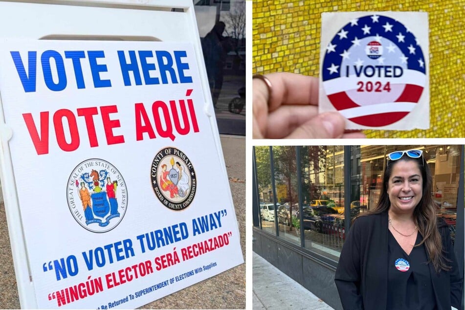 Voters explained how they were feeling on Election Day 2024 in one word, including candidate for Manhattan Civil Court Judge Allison Greenfield (bottom r.).