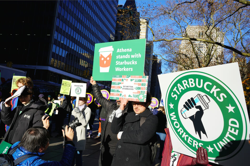 A year ago, a Buffalo Starbucks became the first in the country to unionize, and on Friday, Starbucks workers held a rally in New York City to celebrate the anniversary.