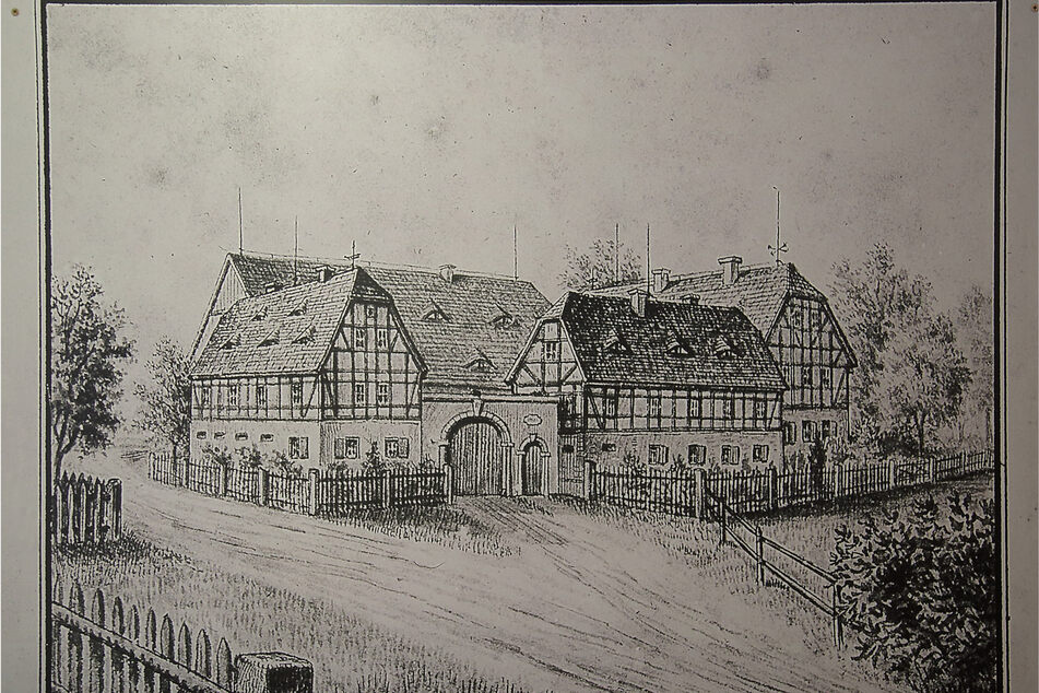 Eine Abbildung des historischen Hofes, in dem Johann Georg Palitzsch (1723-1788) einst tatsächlich wohnte.