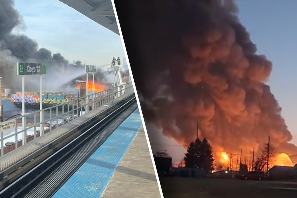 Megafeuer in Chicago: Fabrik so groß wie drei Fußballfelder steht lichterloh in Flammen!