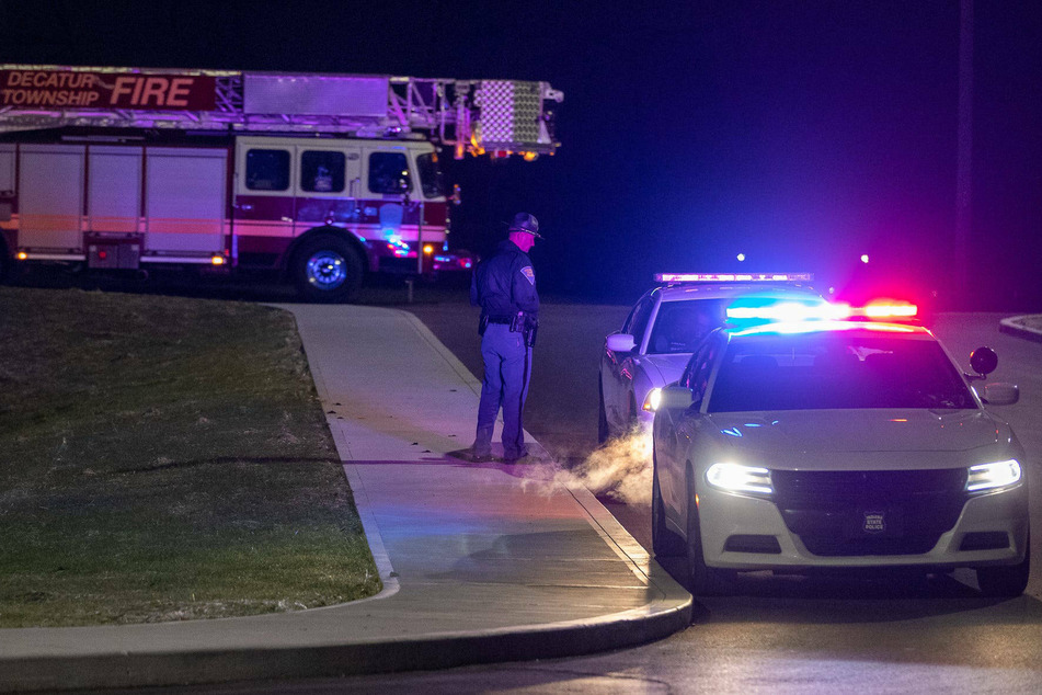 The scene outside the FedEx facility in Indianapolis where multiple people were shot on April 15.