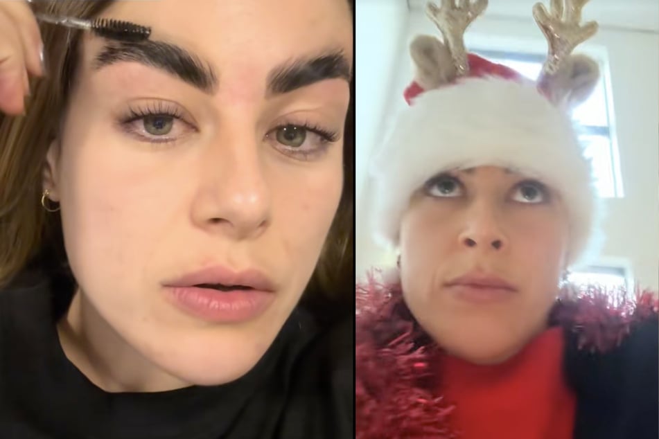 Da auch Durchkämmen nichts brachte, entschloss sich die Britin kurzerhand, eine Weihnachtsmütze aufzusetzen, welche die Misere gut verdeckte.