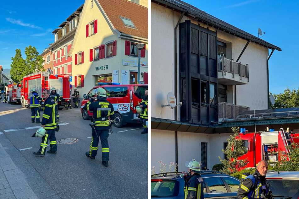 Wohnungsbrand in Achern: Feuerwehr muss Anwohner aus dem Haus retten!