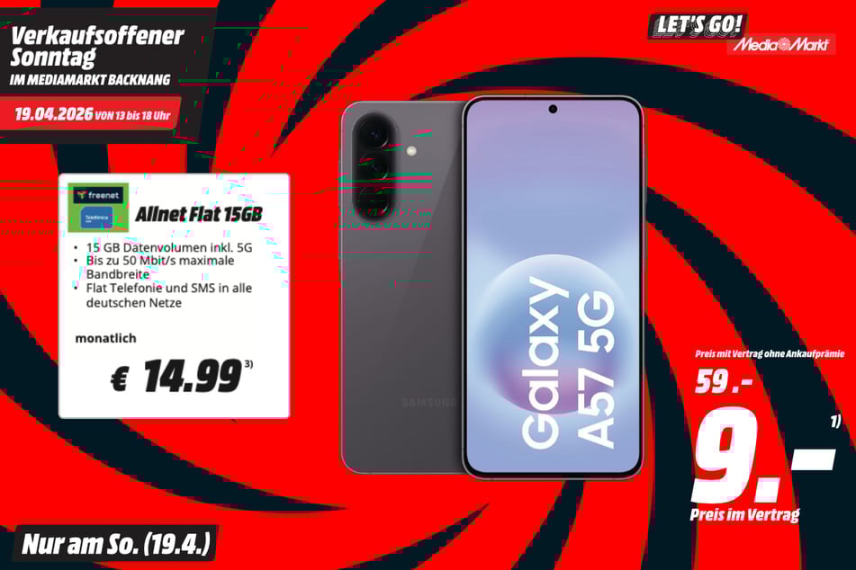 Samsung Galaxy A57 für 9 Euro im Vertrag.