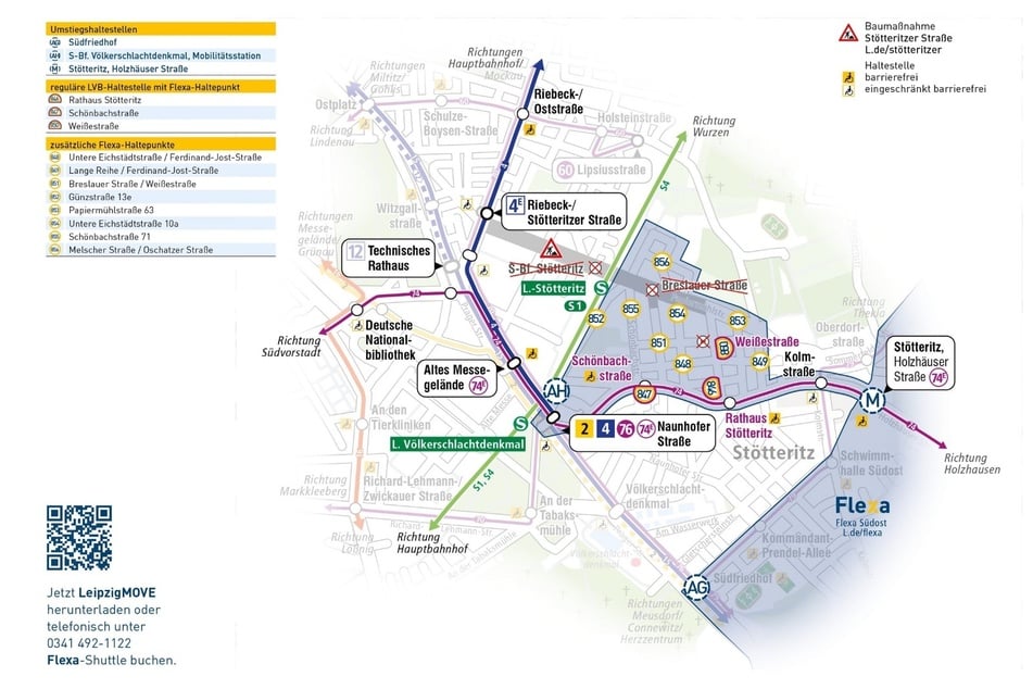 Bis April 2027 sollen die Haltestellen der Straßenbahnlinie 4 im Baustellenbereich entfallen.