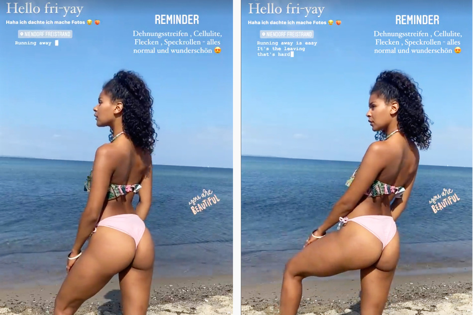 Model Lijana Kaggwa (25) aus Kassel in Nordhessen wandte sich von Timmendorfer Strand aus an ihre Fans.