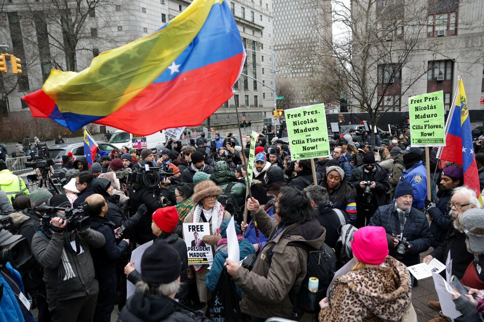 Protesters also up outside the courthouse in Manhattan to demand Maduro's release after his abduction as part of an armed US coup in Venezuela.