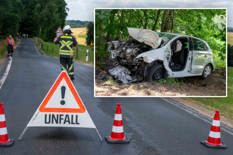 Schrecklicher Unfall in Mittelsachsen: VW-Fahrer kracht gegen Baum und stirbt