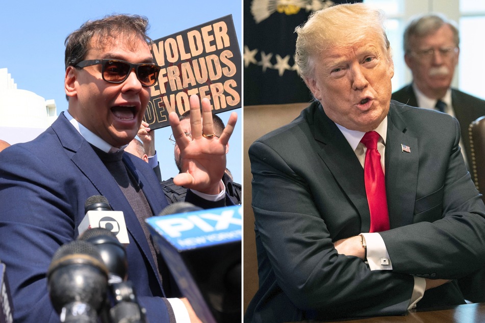 Donald Trump (r.) and George Santos shared their reactions on social media after Democrats managed to flip the House seat that Santos left vacant.