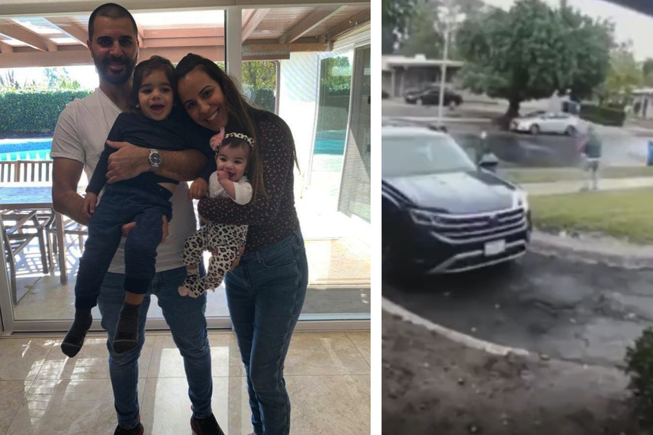 Ariel und Shira Eliyahuo mit ihren beiden Kindern. Der Familienvater konnte seine Tochter vor einem Kojoten retten.
