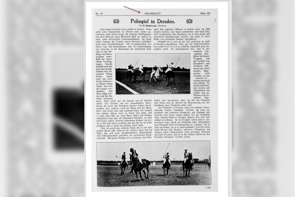 Das Salonblatt vom 1911 berichtete über die Gründung eines Dresdner Poloclubs. Der Sport hielt sich allerdings nicht lange.