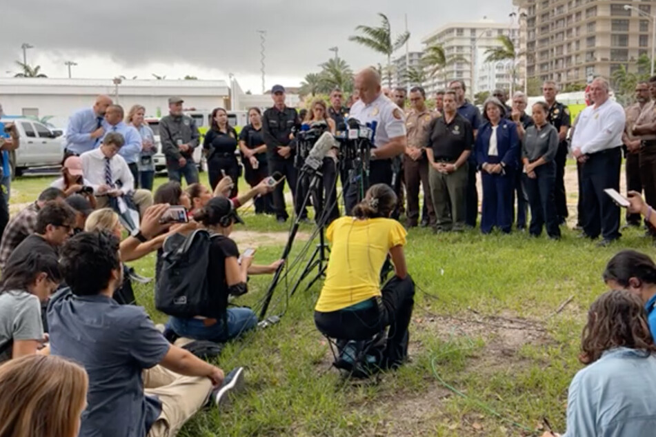 Miami-Dade Fire Rescue Chief Ray Jadallah speaking at a press conference.