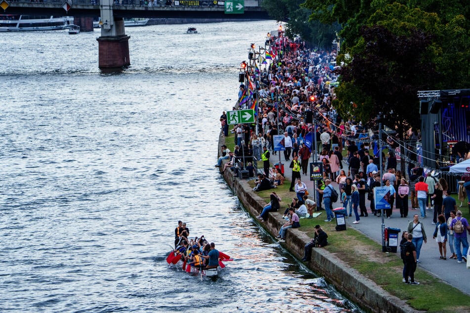 Ein Klassiker des Museumsuferfestes ist das alljährliche Drachenbootrennen am Samstag und am Sonntag.