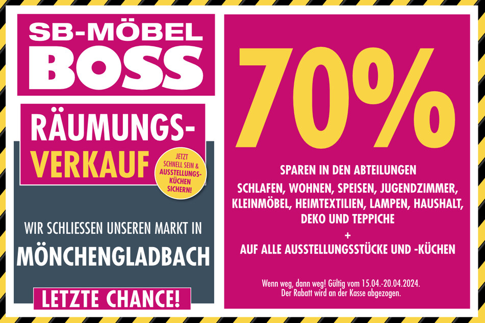 Sichert Euch jetzt die besten Deals bei Möbel Boss Mönchengladbach bevor der Markt für immer schließt.