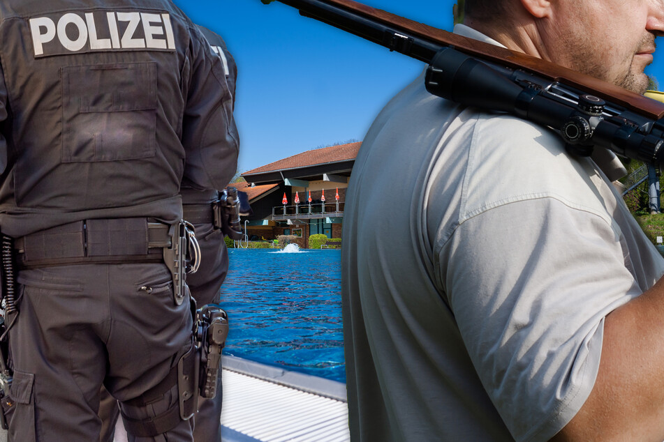 Fotomontage: Der 27-Jährige hatte auf der Liegewiese des Freibades wohl auf Nilgänse gezielt (Symbolbild).