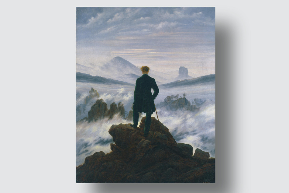 Das berühmte Gemälde von Caspar David Friedrich: "Wanderer über dem Nebelmeer".