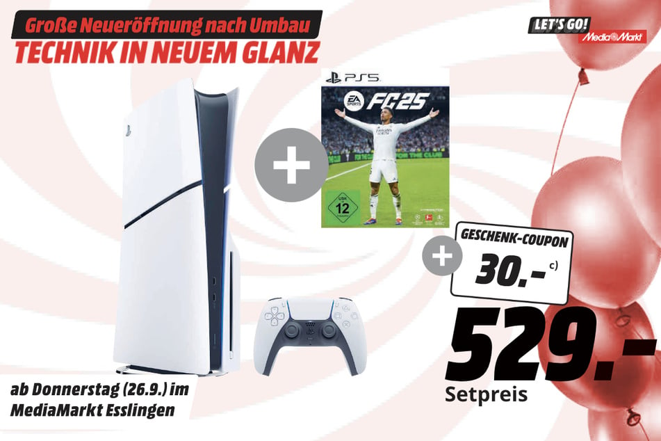 Sony PlayStation 5 Slim PLUS FC25 für 529 Euro PLUS 30-Euro-Coupon