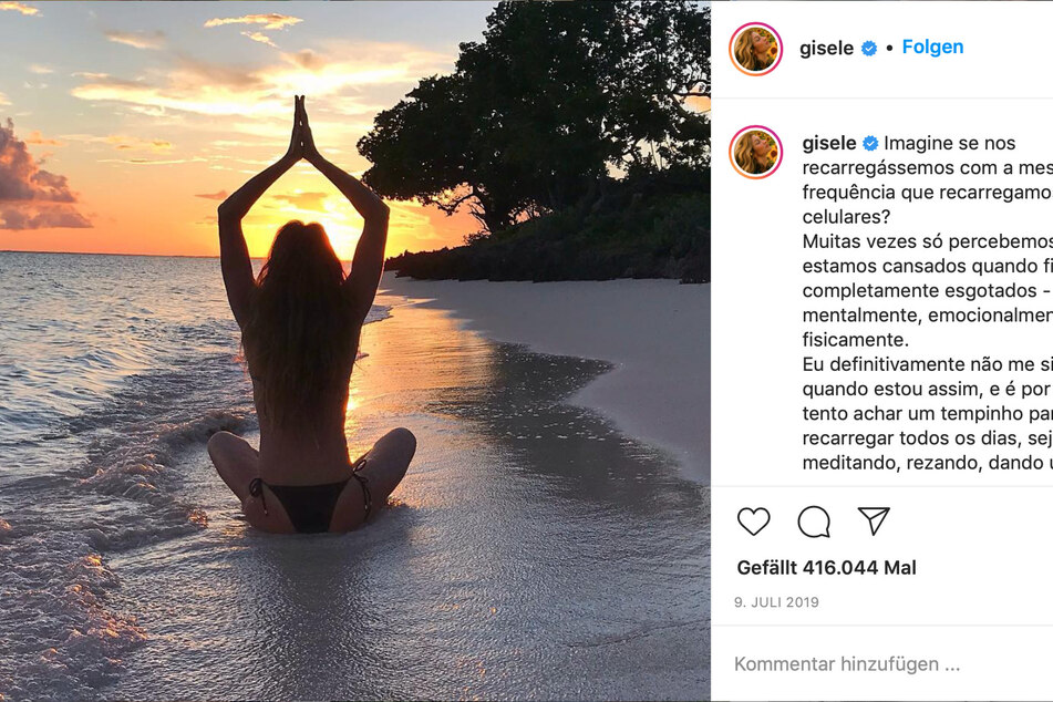 Gisele Bündchen am Strand.