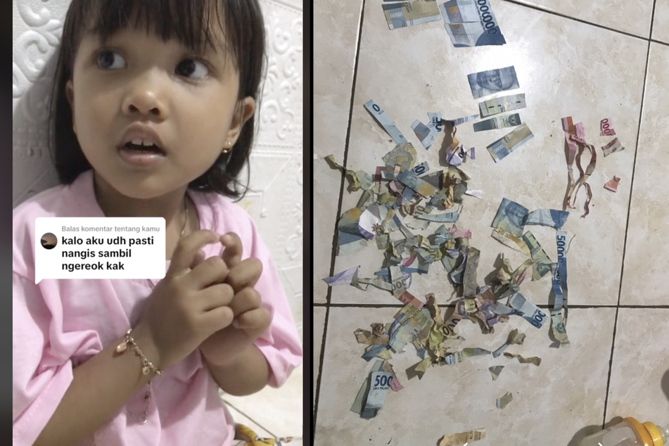 Das kleine Mädchen aus Surakarta City zerschnippelte das angesparte Geld ihrer Mutter.