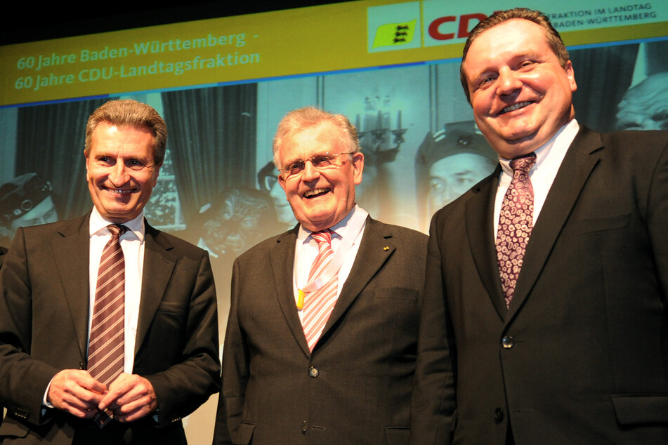 Schon zum 60. Geburtstag der CDU-Fraktion fanden sich die ehemaligen Ministerpräsidenten Günther Oettinger (68, CDU, l.), Erwin Teufel (83, CDU, m.) und Stefan Mappus (56, CDU) zusammen.