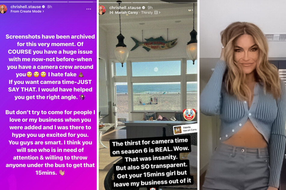 Selling Sunset's Chrishell Stause called out an unnamed co-star on her Insta story.