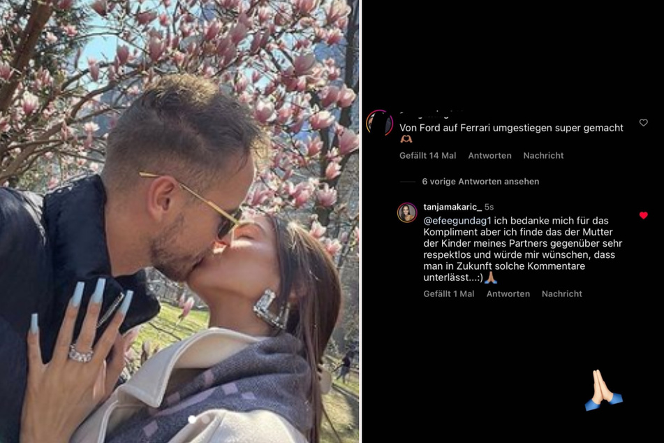 Julian teilt Tanjas Kommentar, mit dem sie sich für Bibi einsetzt, in einer Instagram-Story.