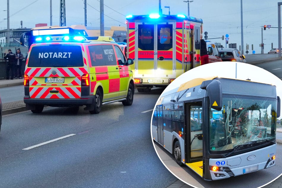 Mann auf B2 in Leipzig von Linienbus erfasst: Auch Baby und Kind verletzt