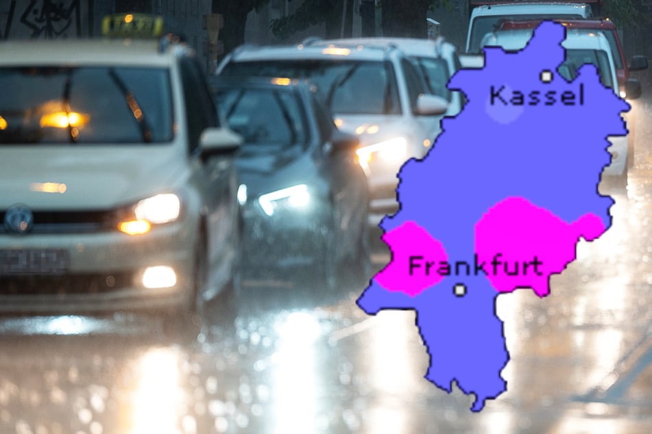 Starke bis sehr starke Regenfälle sagen sowohl der Deutsche Wetterdienst (DWD) als auch der Dienst Wetteronline.de (Grafik) für den Mittwoch in Hessen voraus.