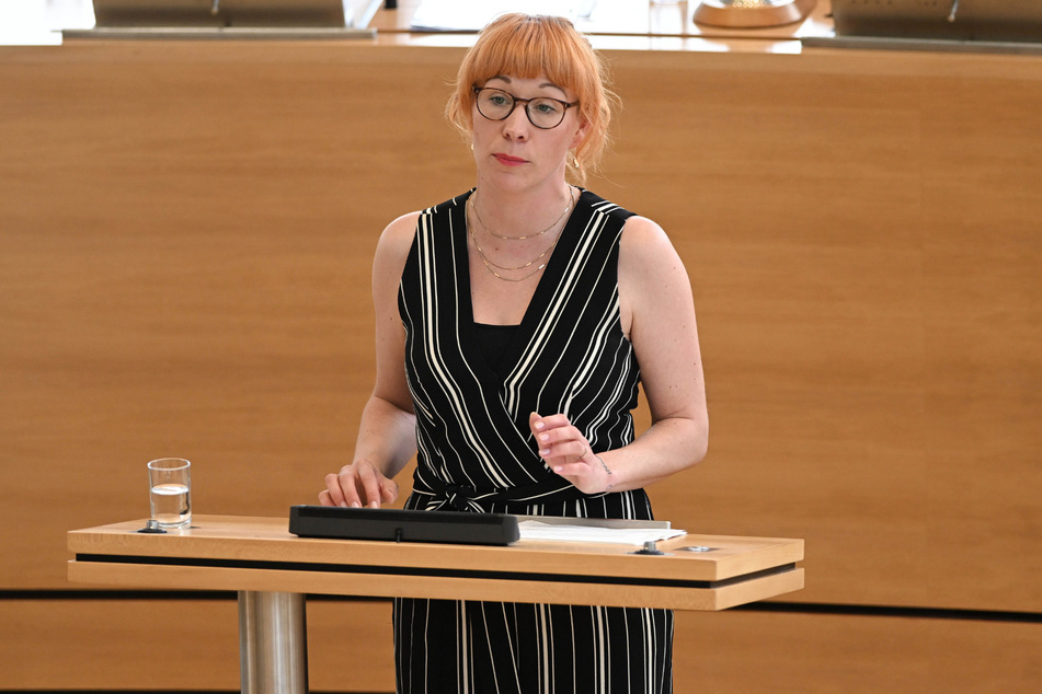 Marika Tändler-Walenta (39, Linke) bei ihrer Rede im Landtag am vergangenen Donnerstag.