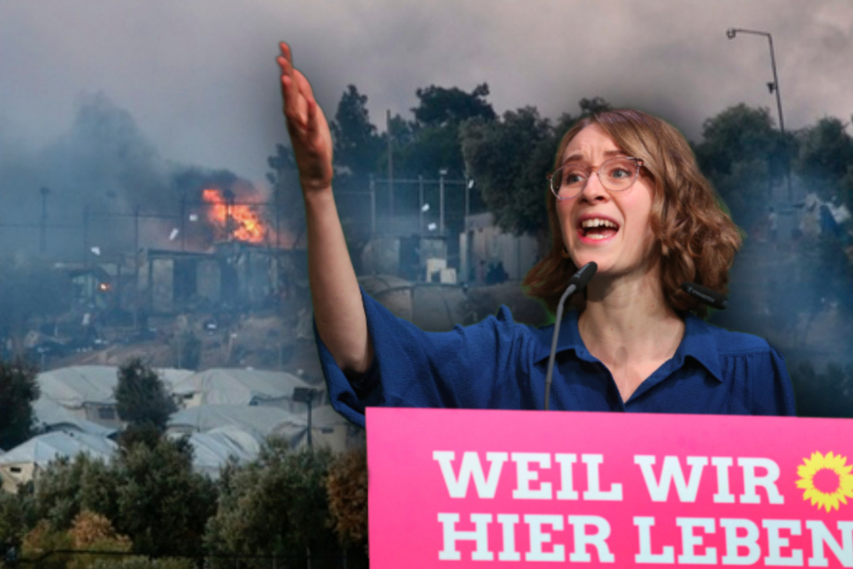 Grünen-Landeschefin Eva Lettenbauer (27) fordert die bayerische Regierung auf, Flüchtlinge aus dem zerstört Lage Moria aufzunehmen. (Bildmontage)