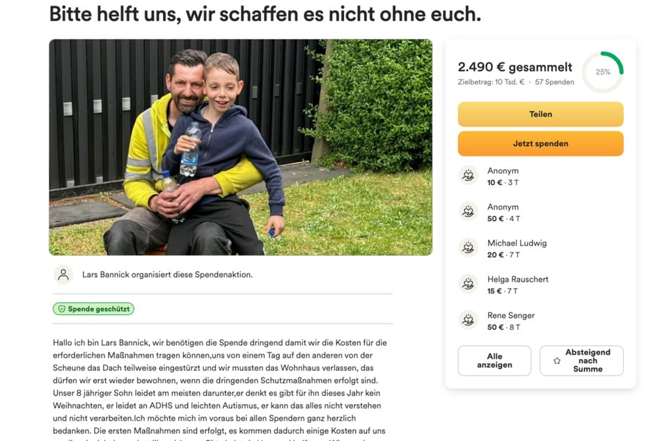 So bat Lars Bannick im Internet um Spenden.