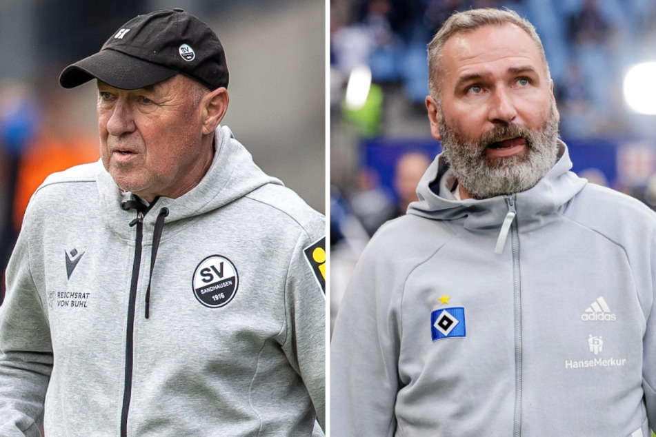 Komplett unterschiedliche Situationen: SVS-Interimstrainer Gerhard Kleppinger (65, l.) ist mit seinem Team bereits abgestiegen, während HSV-Coach Tim Walter (47) noch auf den Aufstieg hofft.