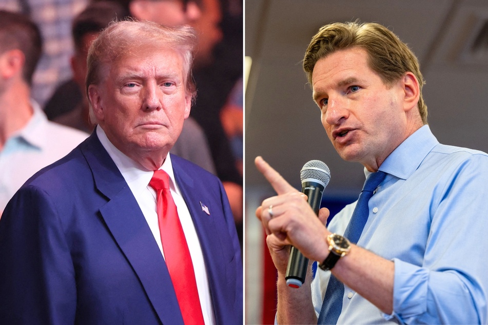 Minnesota Congressman Dean Phillips (r.) has called on the governor of New York state to pardon Donald Trump (l.) after he was convicted of multiple felonies.