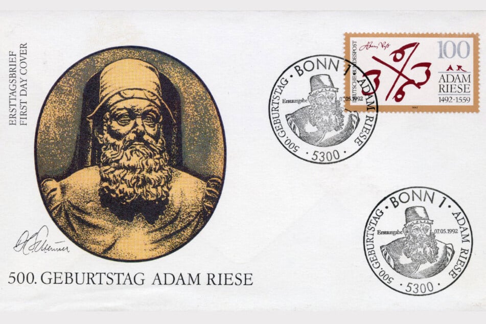 Der Entwurf der Adam-Riese-Briefmarke.