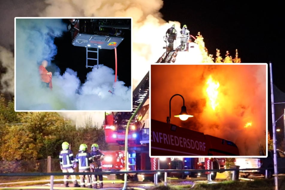 Flammen zerstören Wohnhaus: Bewohner klettert in letzter Sekunde aufs Dach