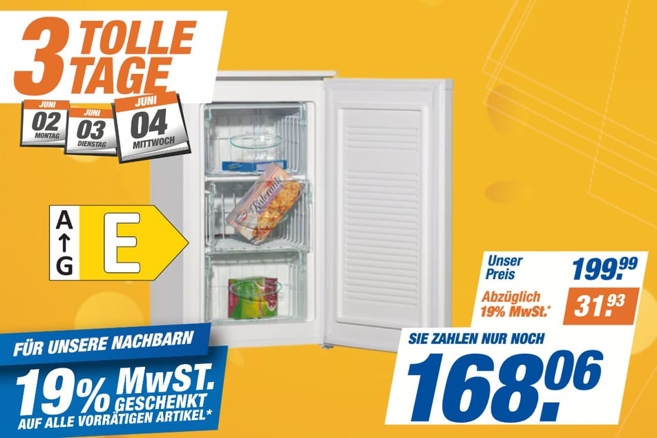 Amica-Tischgefrierschrank GS 15496 W
für 168,06 statt 199,99 Euro.