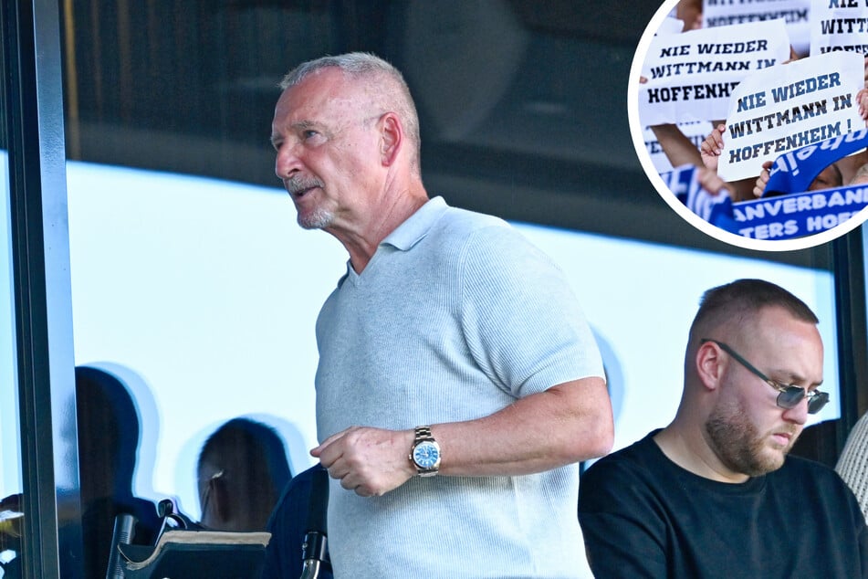 Roger Wittmann (graues Oberteil) ließ es sich nicht nehmen, in einer Loge der PreZero Arena zu hausieren. Das schmeckte den TSG-Fans so gar nicht.