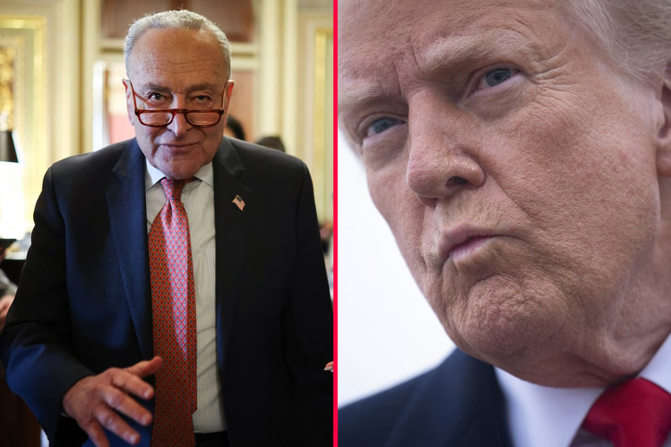 Republican President Donald Trump (r.) praised Democratic Senator Chuck Schumer after the stopgap spending bill passed both chambers of Congress, averting a partial government shutdown.