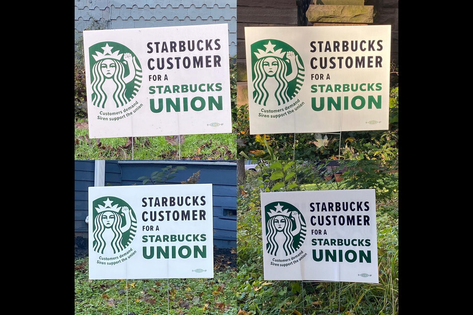 Starbucks Workers United is giving out yard signs for Buffalo residents to show their support for the unionization efforts.