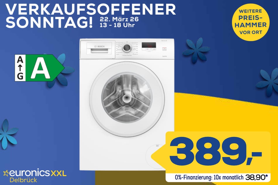 Bosch-Waschmaschine WGE02471 für 389 Euro.