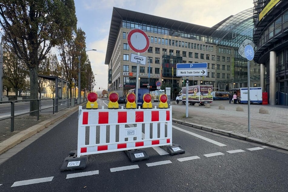Die Freiberger Straße ist am WTC stadteinwärts gesperrt.