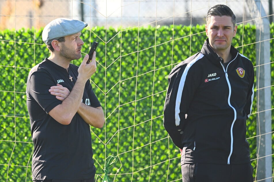 Es gibt sicher leichtere Jobs: Dynamos Geschäftsführer David Fischer (40, l.) und Stephan Zimmermann (37).