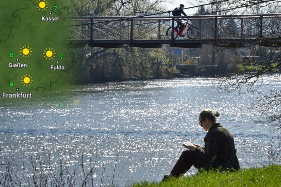 Eine junge Frau sitzt mit einem Buch in Kassel an der Fulda. (Archivbild)