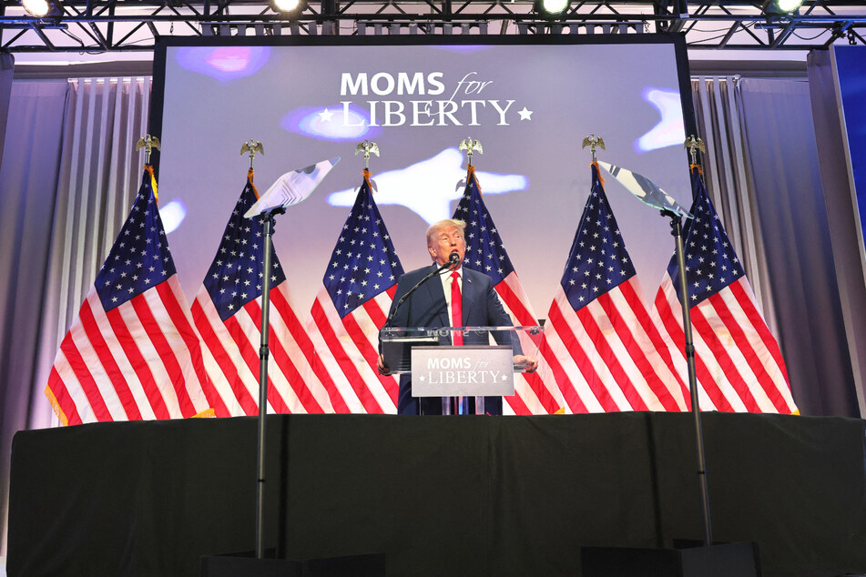 Donald Trump's appearance was welcomed by Moms For Liberty, which was recently designated as an extremist group by the Southern Poverty Law Center.